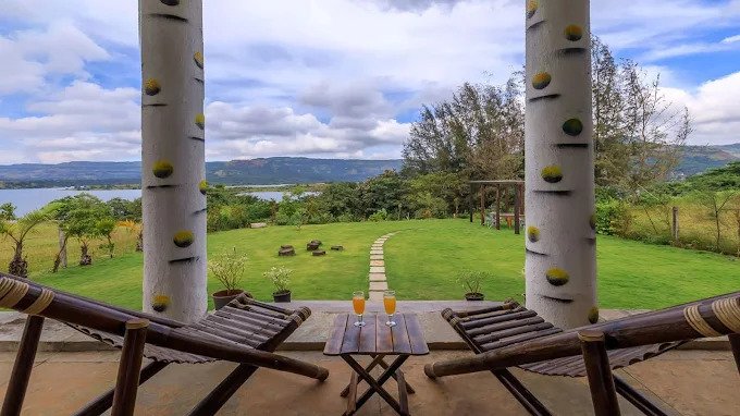 Peaceful garden area surrounding the villa